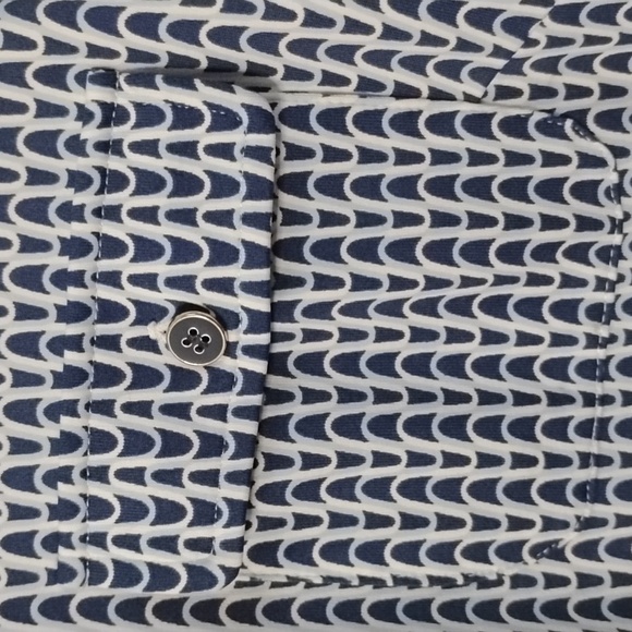 J. McLaughlin Luxury Blue and White Midi Shirt Dress Preppy Minimalist - Picture 7 of 16